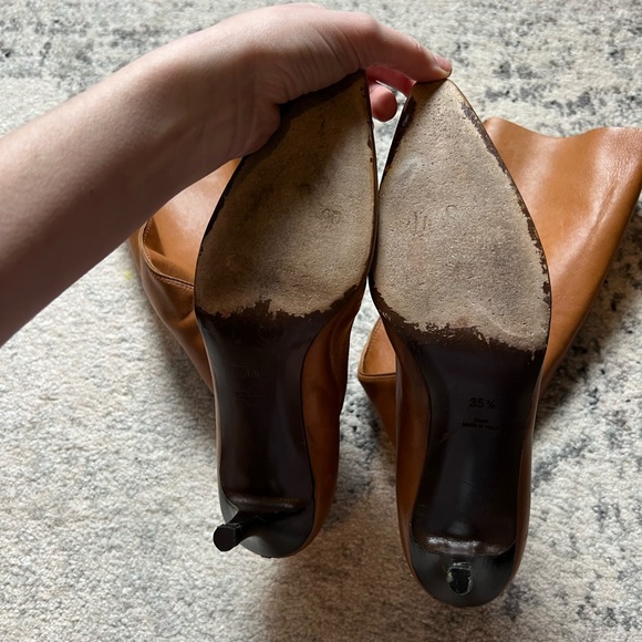 Walter Steiger Leather Boots Exposed Back Zipper Pointed Toe Size 35.5 - Picture 13 of 13